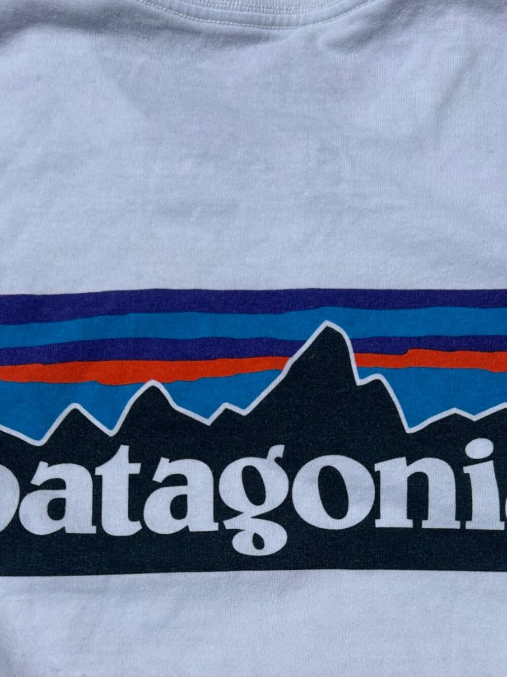 Patagonia White P-6 Mountain Logo Reponsibili-Tee T-Shirt Sz L Regular Fit